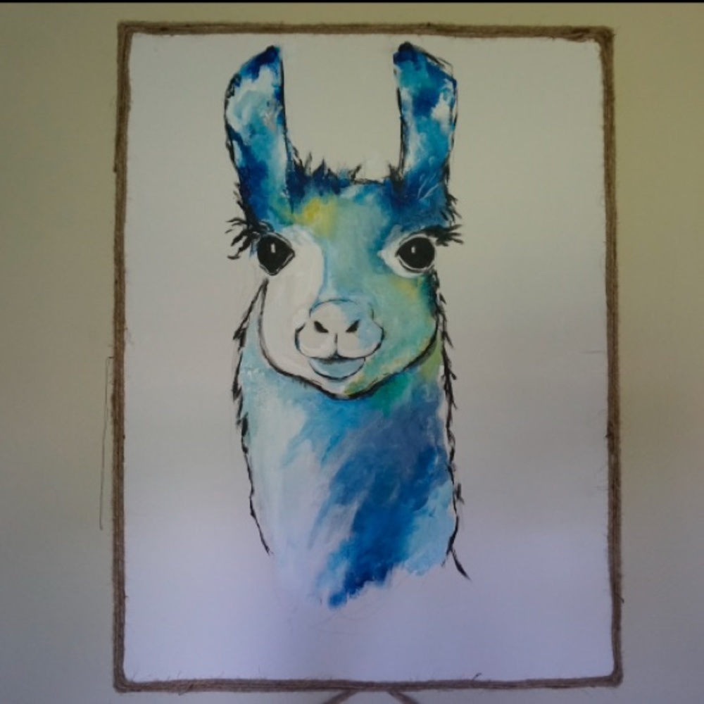 Medium sized lama painting.